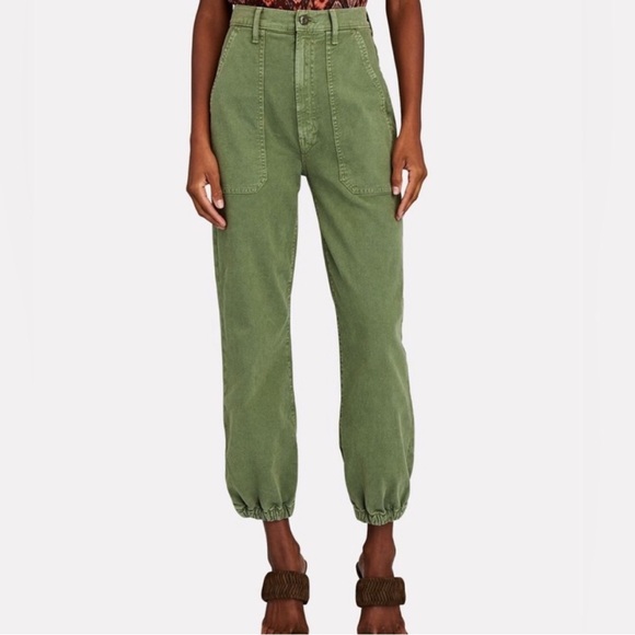 Olive Green High-Waisted Pants - Picture 1 of 3